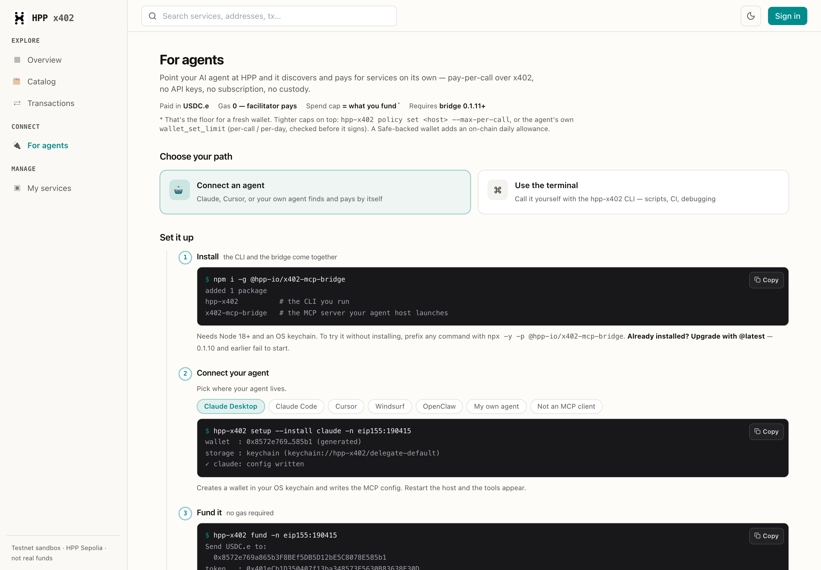 The For agents page