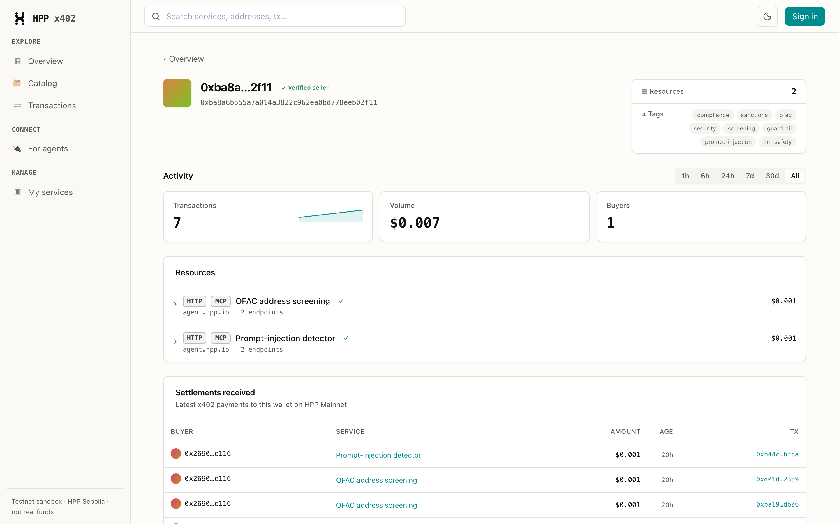 A seller page