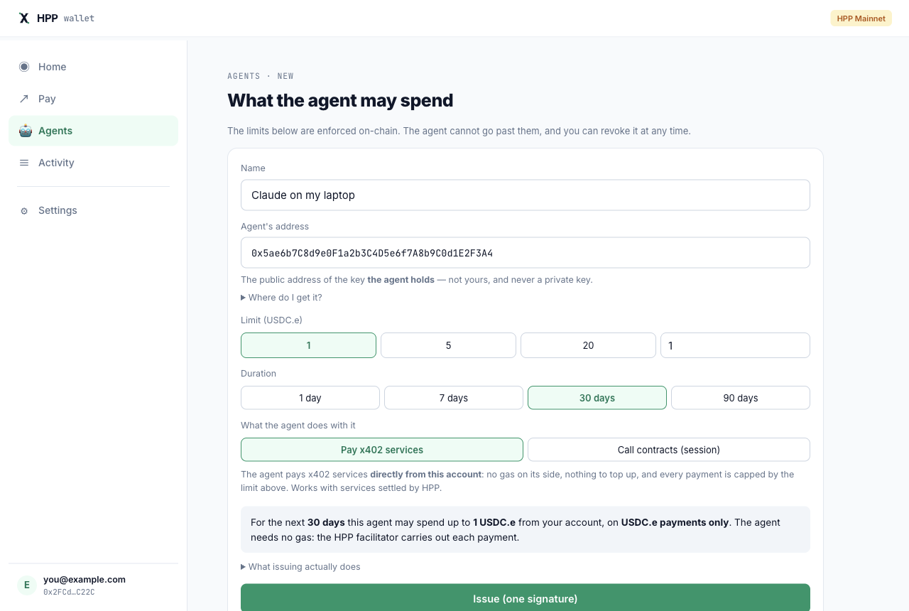 Issuing a payment permission to an agent