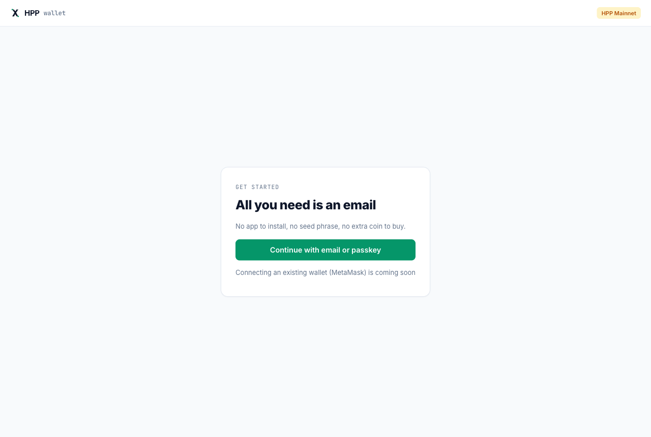 Signing in to HPP Smart Wallet